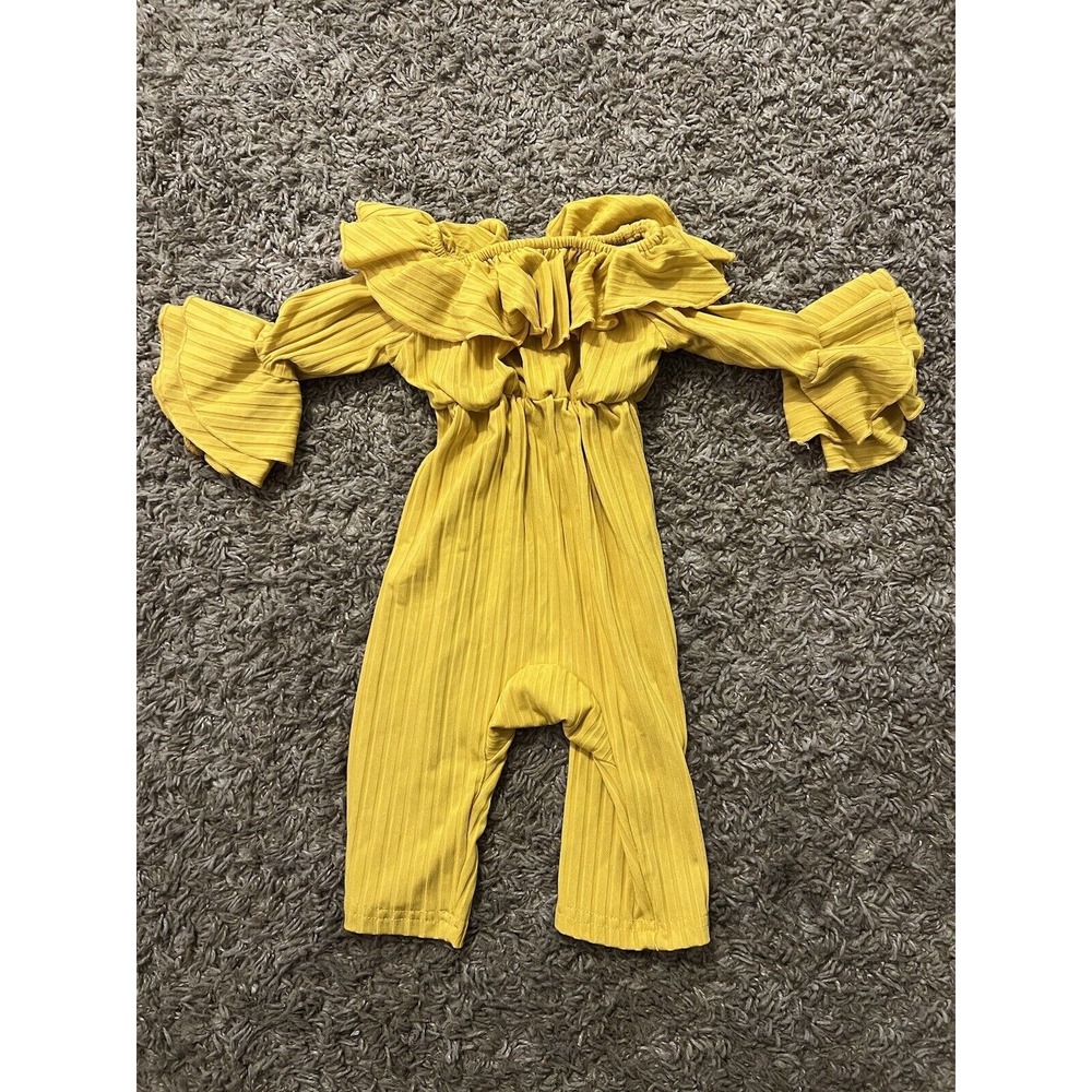 Pat Pat Baby Girls Romper One Piece Outfit Mustard Yellow Sz 0-3 months Ruffles